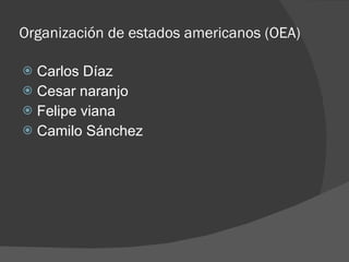 Organización de estados americanos (OEA) ,[object Object],[object Object],[object Object],[object Object]