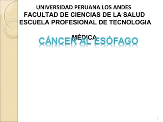 1
UNIVERSIDAD PERUANA LOS ANDES
FACULTAD DE CIENCIAS DE LA SALUD
ESCUELA PROFESIONAL DE TECNOLOGIA
MÉDICA
 
