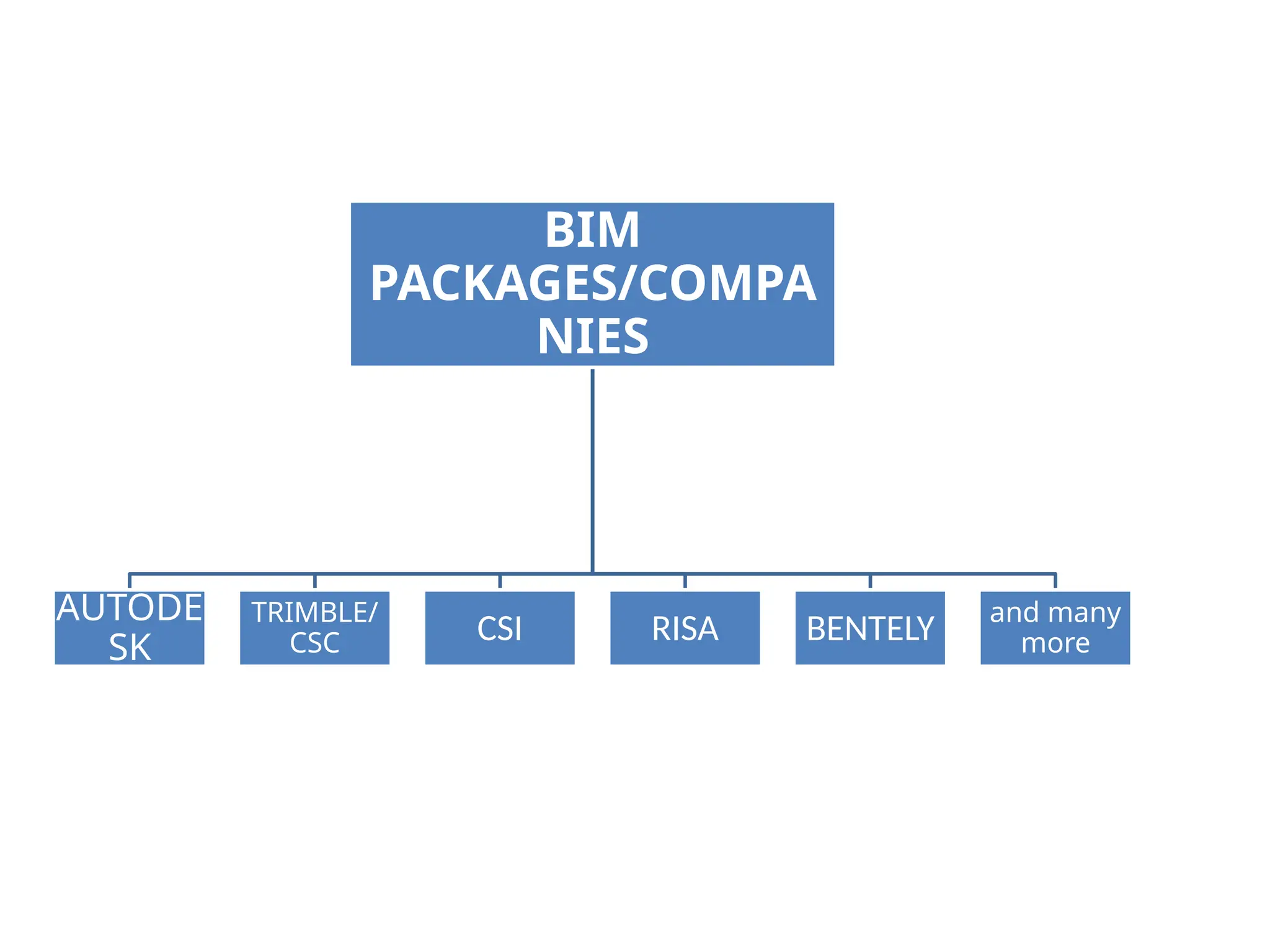 BIM
PACKAGES/COMPA
NIES
AUTODE
SK
TRIMBLE/
CSC CSI RISA BENTELY and many
more
 