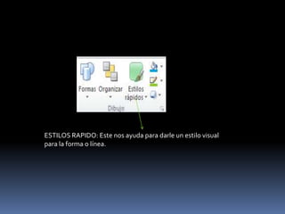 ESTILOS RAPIDO: Este nos ayuda para darle un estilo visual
para la forma o línea.
 