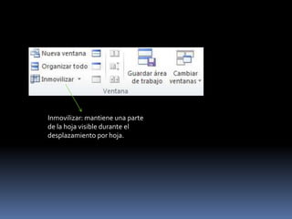 Inmovilizar: mantiene una parte
de la hoja visible durante el
desplazamiento por hoja.
 