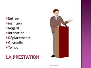 Entrée Maintien Regard Intonation Déplacements Gestuelle Temps Bruno©Marchal LA PRESTATION 