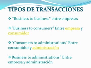 TIPOS DE TRANSACCIONES"Business to business“ entre empresas