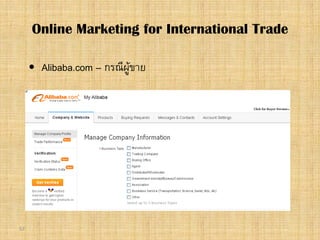 57
 Alibaba.com – กรณีผูขาย
Online Marketing for International Trade
 