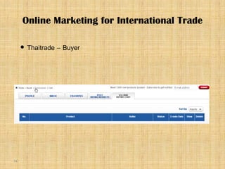 74
 Thaitrade – Buyer
Online Marketing for International Trade
 