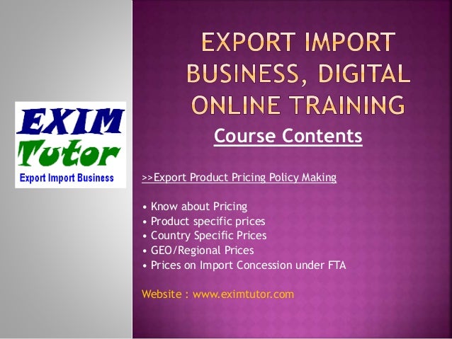 Export Import Business Digital Online Training Syllabus