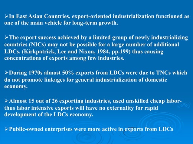 ExportOriented Industrialization (EOI) Arguments For and Against What