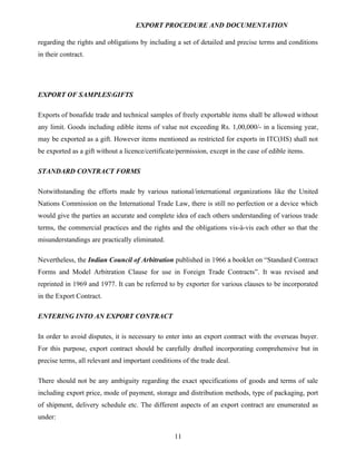 Export procedure-and-documentation