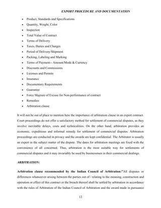 Export procedure-and-documentation