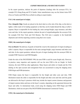 Export procedure-and-documentation