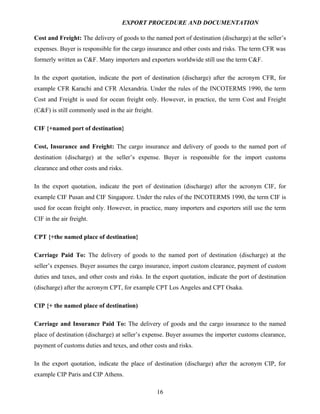 Export procedure-and-documentation