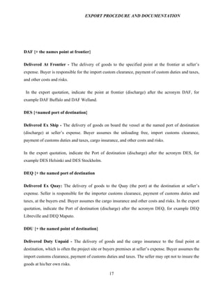 Export procedure-and-documentation