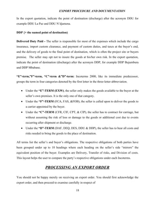 Export procedure-and-documentation