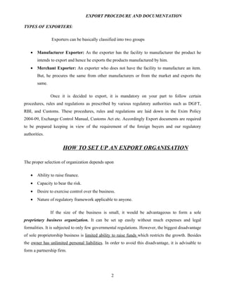 Export procedure-and-documentation