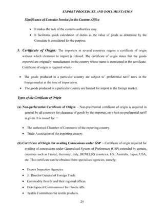 Export procedure-and-documentation