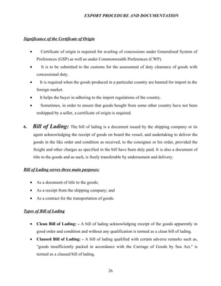 Export procedure-and-documentation
