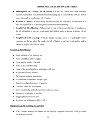 Export procedure-and-documentation