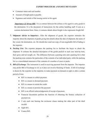 Export procedure-and-documentation