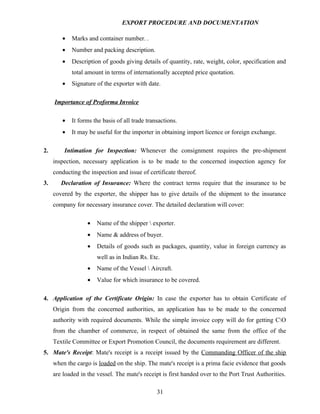 Export procedure-and-documentation