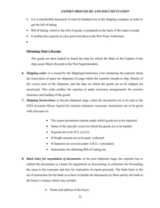Export procedure-and-documentation