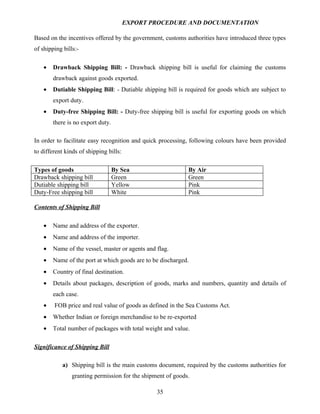 Export procedure-and-documentation