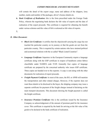 Export procedure-and-documentation