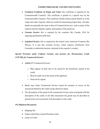 Export procedure-and-documentation