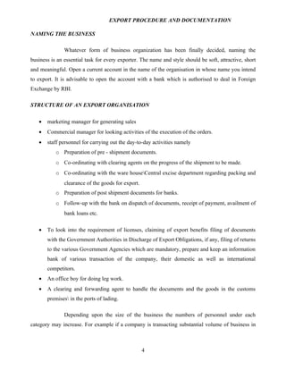 Export procedure-and-documentation