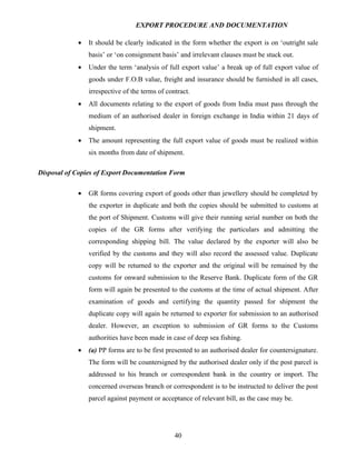 Export procedure-and-documentation