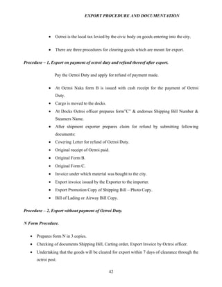 Export procedure-and-documentation