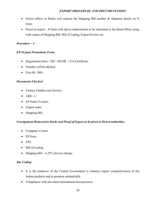 Export procedure-and-documentation