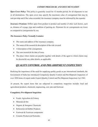 Export procedure-and-documentation