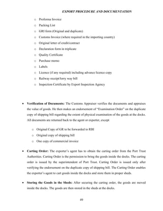 Export procedure-and-documentation