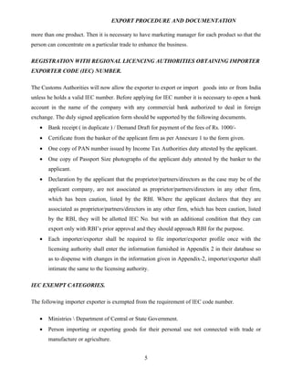 Export procedure-and-documentation