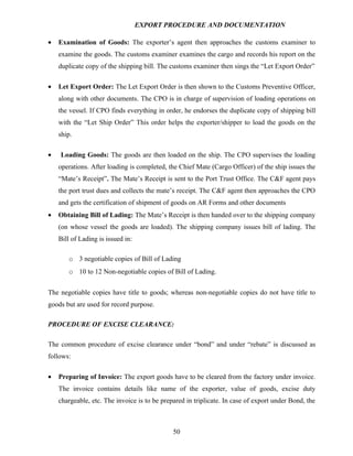 Export procedure-and-documentation