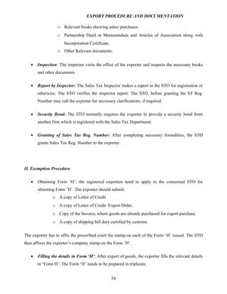Export procedure-and-documentation