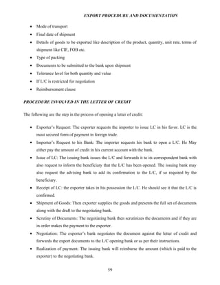 Export procedure-and-documentation