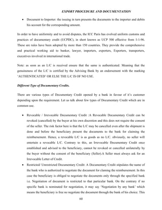 Export procedure-and-documentation