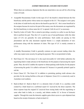 Export procedure-and-documentation