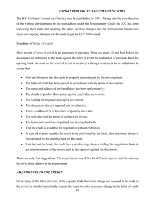 Export procedure-and-documentation