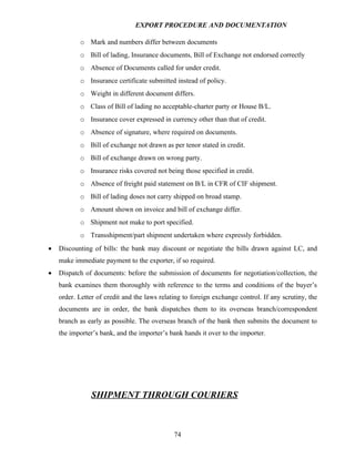 Export procedure-and-documentation