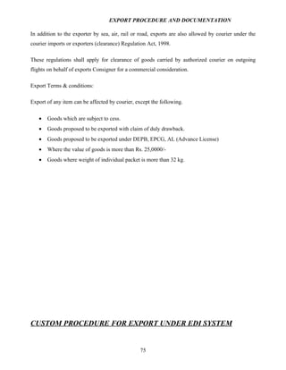 Export procedure-and-documentation