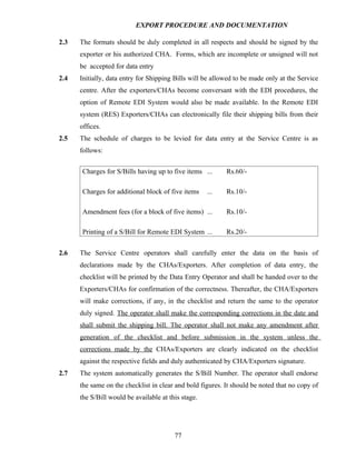 Export procedure-and-documentation