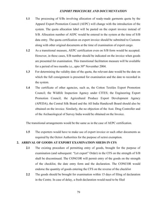Export procedure-and-documentation