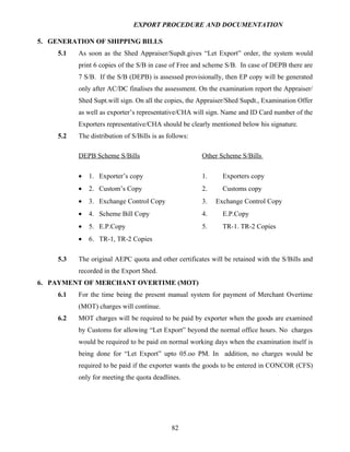 Export procedure-and-documentation