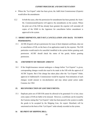 Export procedure-and-documentation