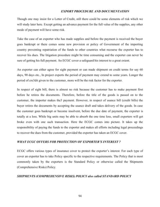 Export procedure-and-documentation