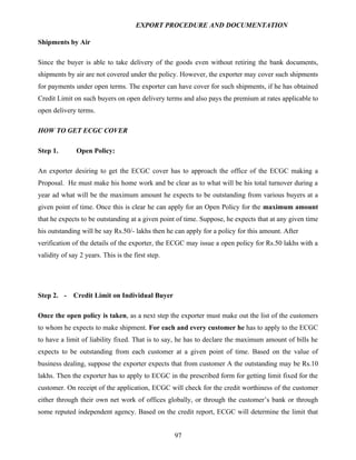 Export procedure-and-documentation