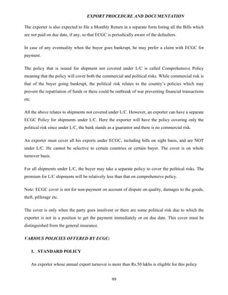 Export procedure-and-documentation