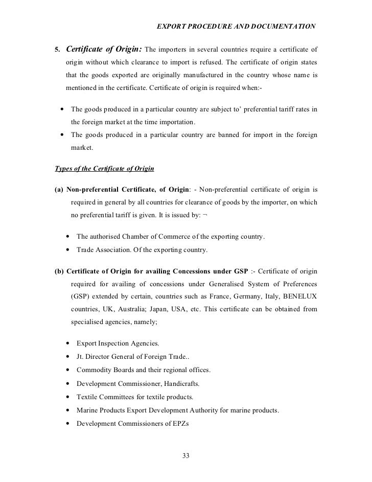 Export procedure and documentation project report on Export procedure and documentation project report on